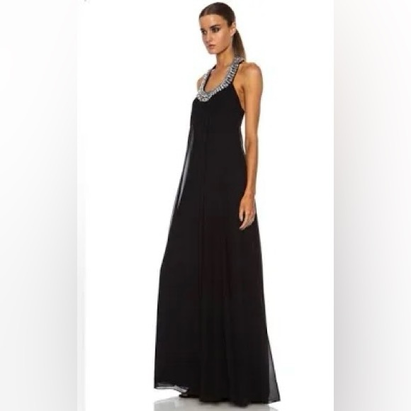 NWT Diane Von Furstenberg Silk Chiffon Formal Gown Dress Black Tie Wedding - Picture 2 of 12